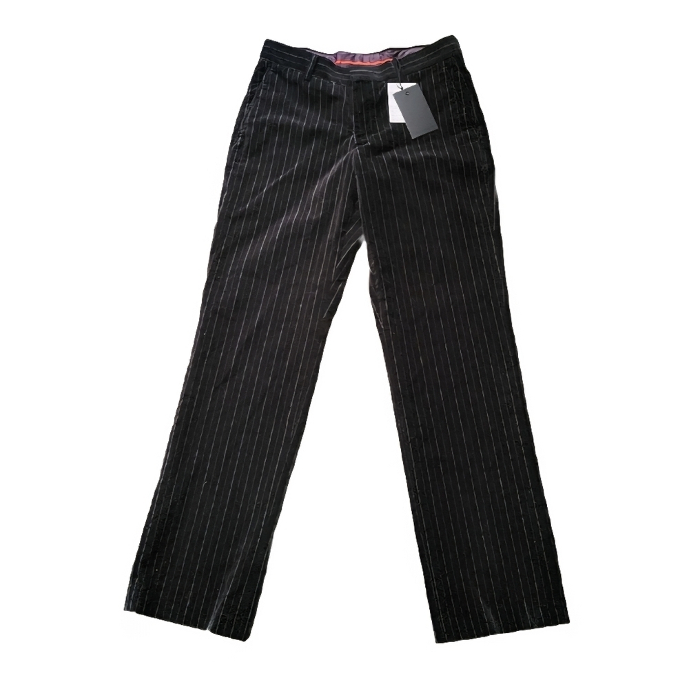 NWT MARTINIQUE Black Pinstripe Men's Trousers - Cotton Sz Eur 48 (US Medium)